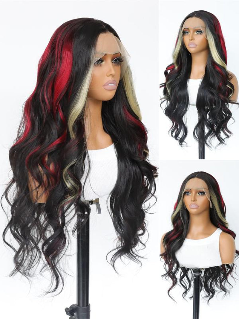 28 Inch Lace Front Wigs for Women, Gorgeous Fluffy Wigs without Bangs, Synthetic Lace Front Wigs for Party, Daily Use