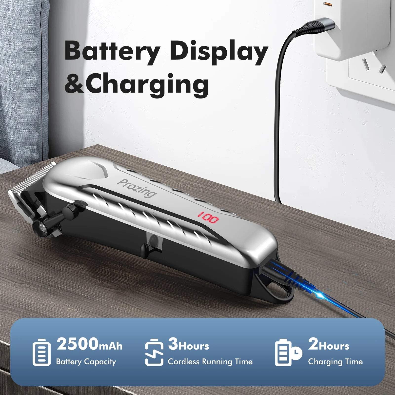 Hair Clippers for Men, Professional Cordless Barber Clippers Trimmer with 10 Combs, Haircut Gift for Him