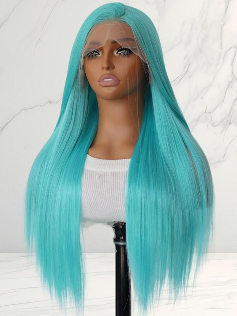 Long Straight Wigs for Women, Gorgeous Fluffy Wigs without Bangs, Synthetic Lace Front Wigs for Party, Daily Use