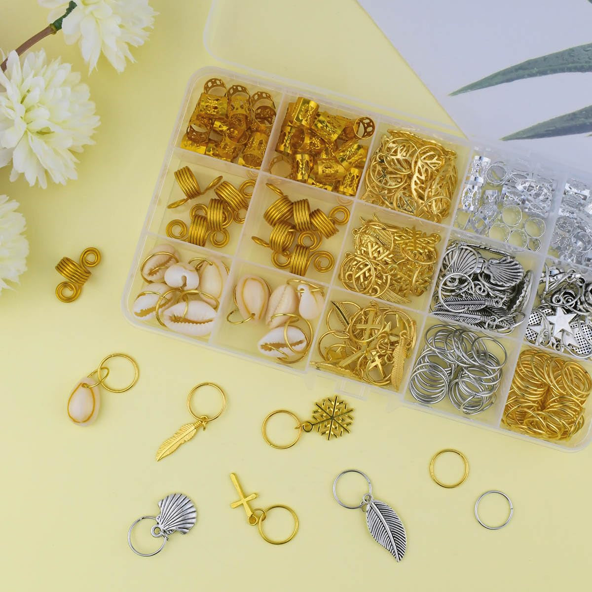 220Pcs Hair Beads Jewelry Braid Accessories Hair Clips Dreadlocks Braiding Accessories Braid Cuffs Metal Hair Coils Rings Women Braid Butterfly Hair Jewelry Gold Hair Jewels Pendants Charms Decoration