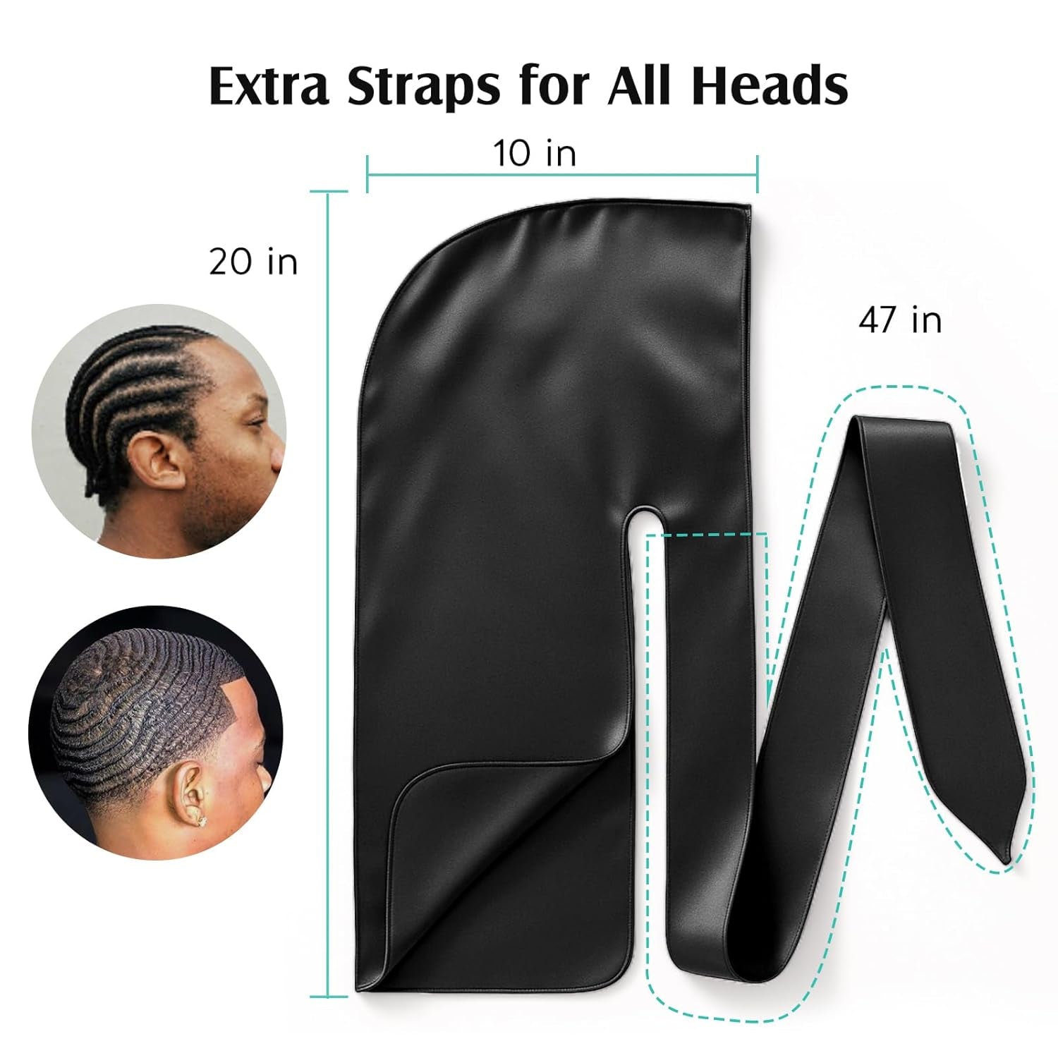 100% 22 Momme Mulberry Silk Durags for Men Women, Extra Long Strap Silky Durag,