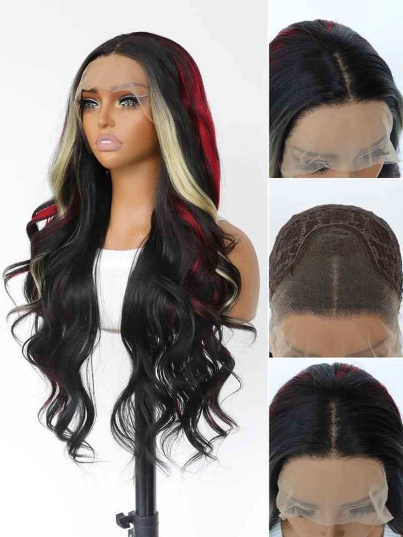 28 Inch Lace Front Wigs for Women, Gorgeous Fluffy Wigs without Bangs, Synthetic Lace Front Wigs for Party, Daily Use