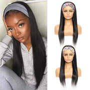 Brazilian Straight Human Hair Headband Wigs for Black Women Glueless None Lace Front Virgin Straight Human Hair Wigs 150% Density Natural Color 16 Inch