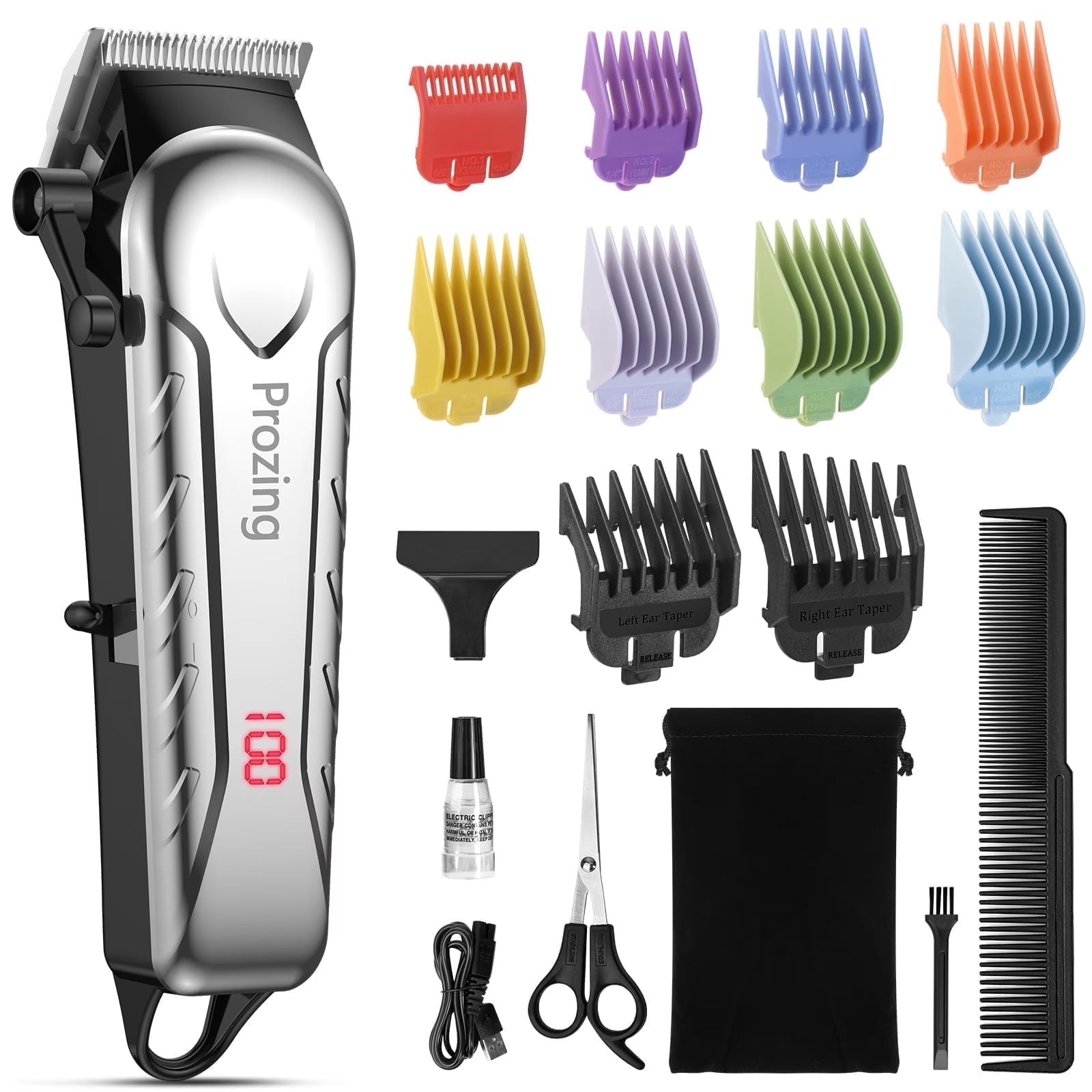 Hair Clippers for Men, Professional Cordless Barber Clippers Trimmer with 10 Combs, Haircut Gift for Him