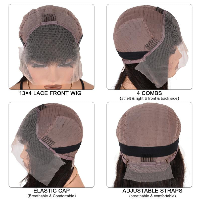 13X4 Lace Front Human Hair 26Inch Straight #4 Wig 180% Density