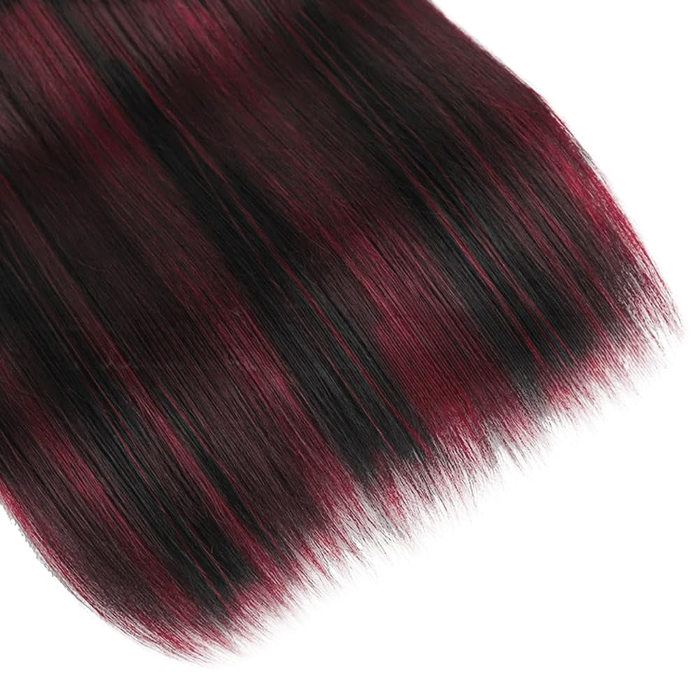 P1B99J Bundles Highlight Straight Human Hair Bundles Wine Red Bundles Human Hair 30 30 30 Inch Two Tone Fb99J Burgundy Straight Bundles Ombre Burgundy Bundles