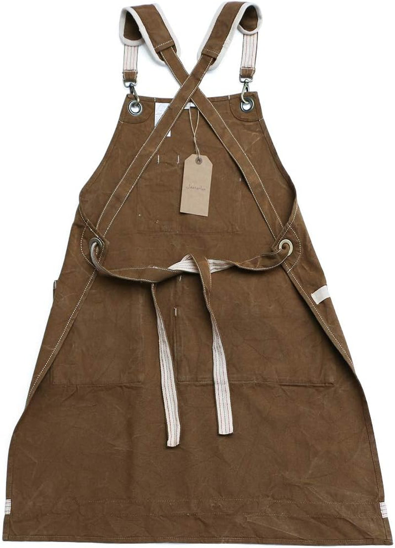 Water-Resistant Work Aprons Heavy Duty Waxed Canvas Tool Apron