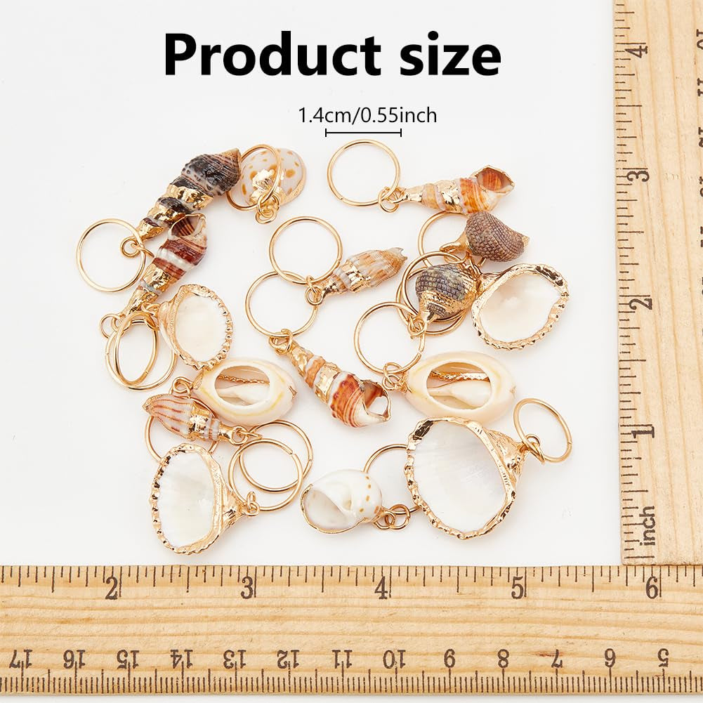 16 Pcs Seashell Conch Dreadlock Rings Charms Braids Hair Jewelry Set DIY Locs Hair Accessories Beach Shell Pendant Hair Charms for Women Men Hair Braids Ponytail Hair Decor, 8 Styles