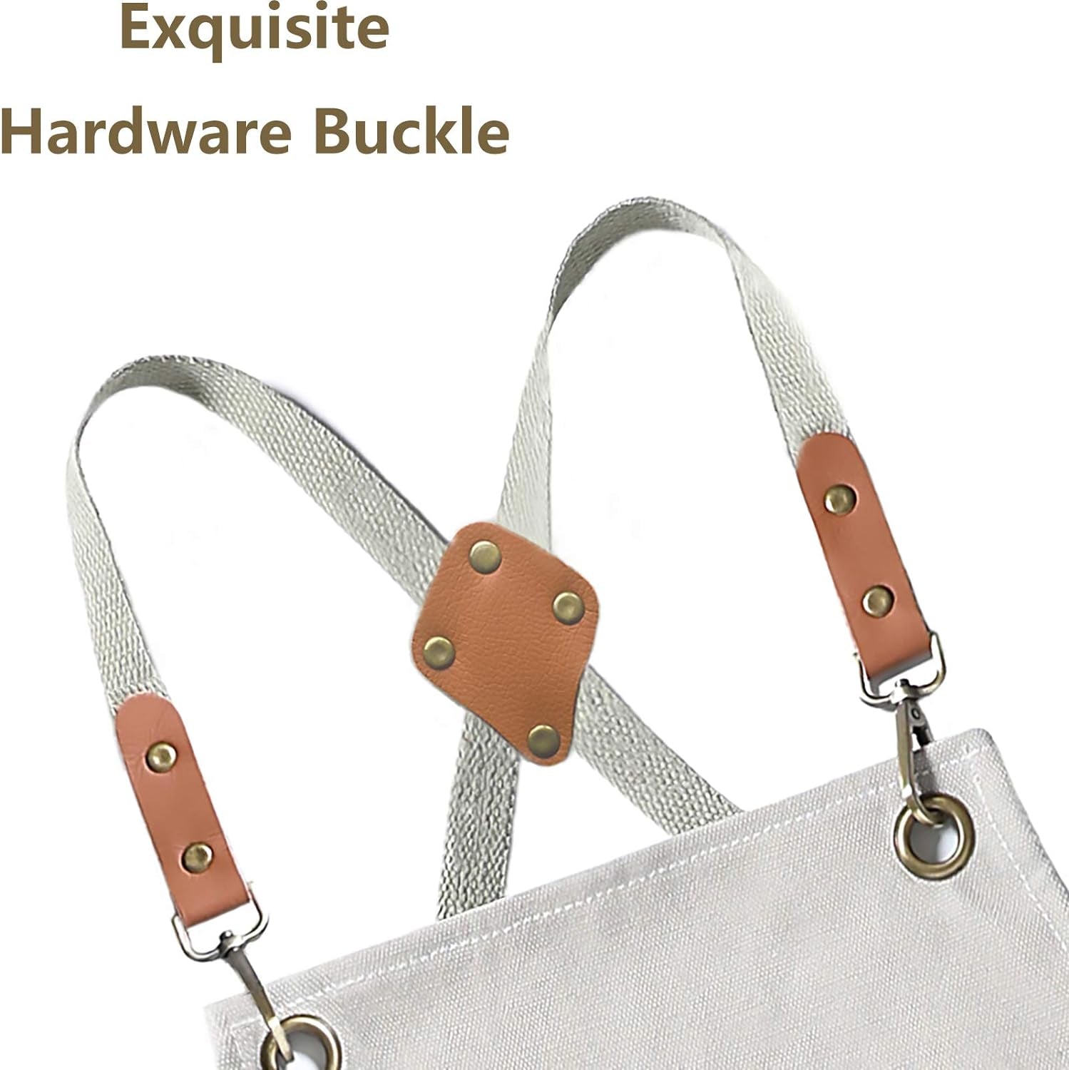 Chef Aprons for Men Women with Large Pockets, Cotton Canvas Cross Back Heavy Duty Adjustable Work Apron, Size M to XXL (Beige)