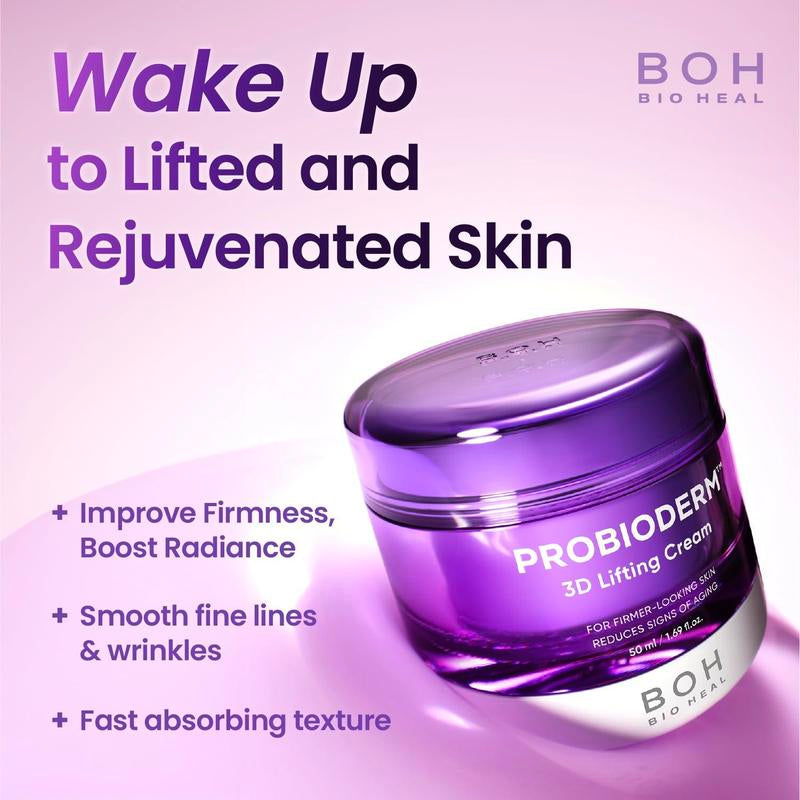 BIOHEAL BOH Probioderm 3D Lifting Cream 1.7 Fl Oz | Advanced Korean Anti-Aging Probiotic Facial Night Cream with 17-Peptide Complex & Patented Probioderm for Wrinkles on Face and Neck