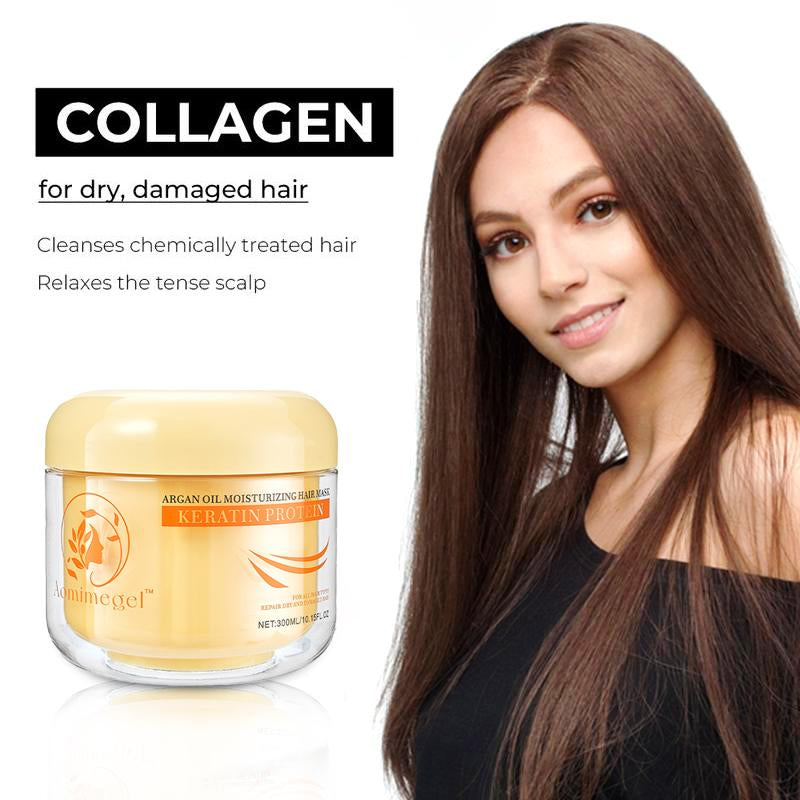 Aomimegel Simple Clean Hair Mask with Collagen and Argan Oil - Deep Repair Conditioner for All Hair Types, 300Ml