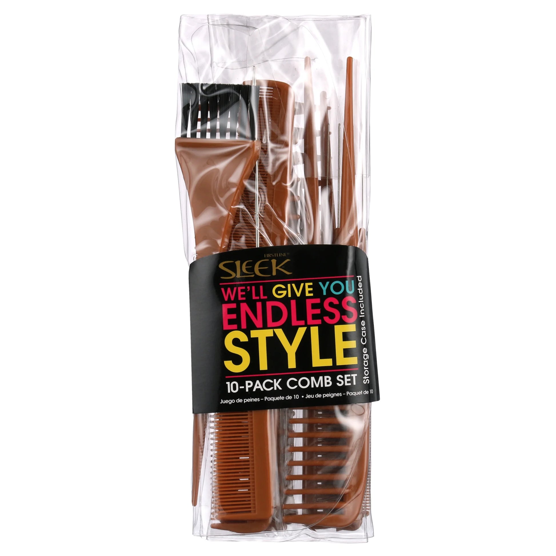 Assorted Comb Set, Brown, 10 Count