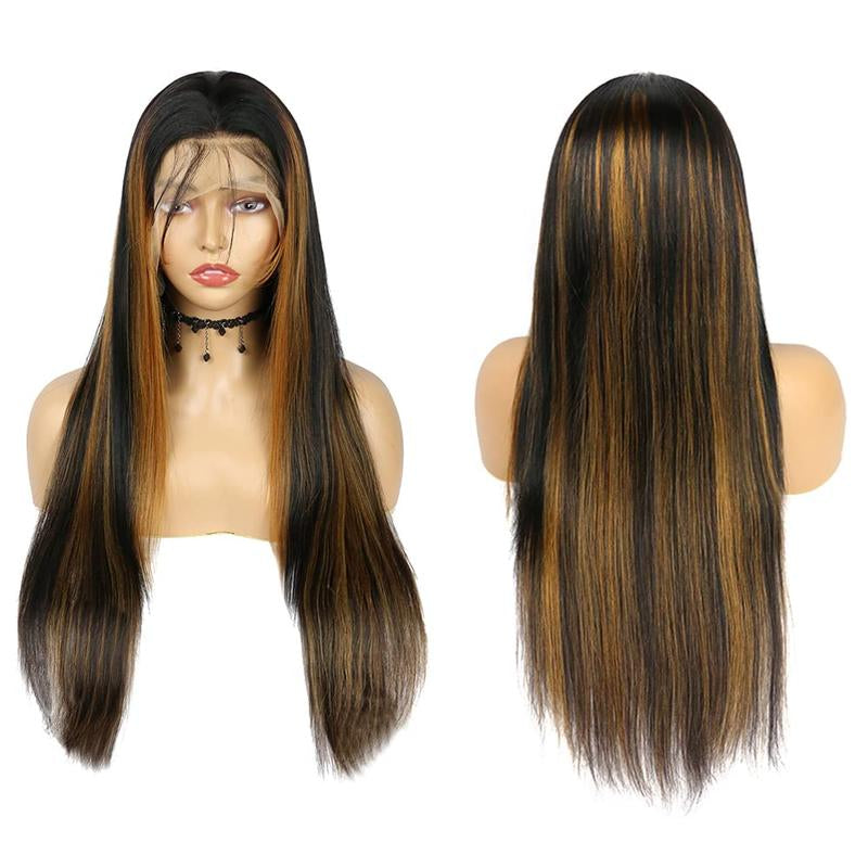 Highlight Lace Front Wig Human Hair 13X4 Straight Ombre Wigs for Women Human Hair Lace Front Wigs 180% Density Pre Plucked with Baby Hair 1B/30 Lace Frontal Wig Lace Front Skinlike Real
