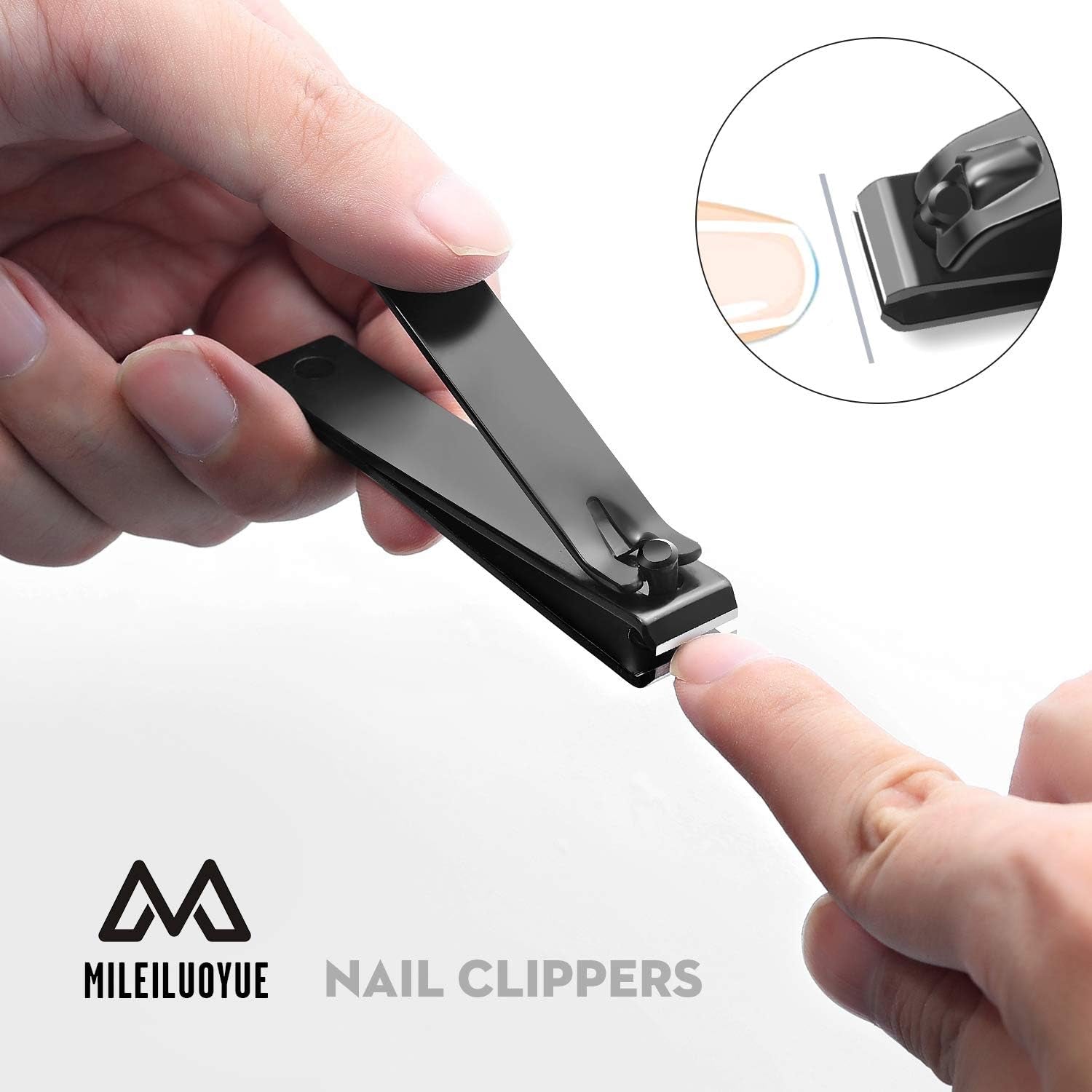 Nail Clippers Set Black Stainless Steel Nail Cutter& Sharp Oblique Toe Nail Clipper & Nail File 4 Pieces, Men and Women Suitable for Gifts.