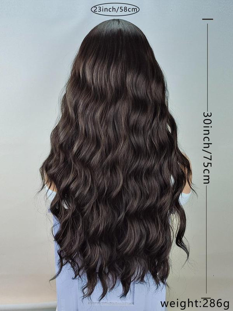 Long Curly Wigs for Women, Glueless Wigs Ready to Wear, Gorgeous Fluffy Wigs with Bangs, Synthetic Full Machine Wigs for Party, Daily Use