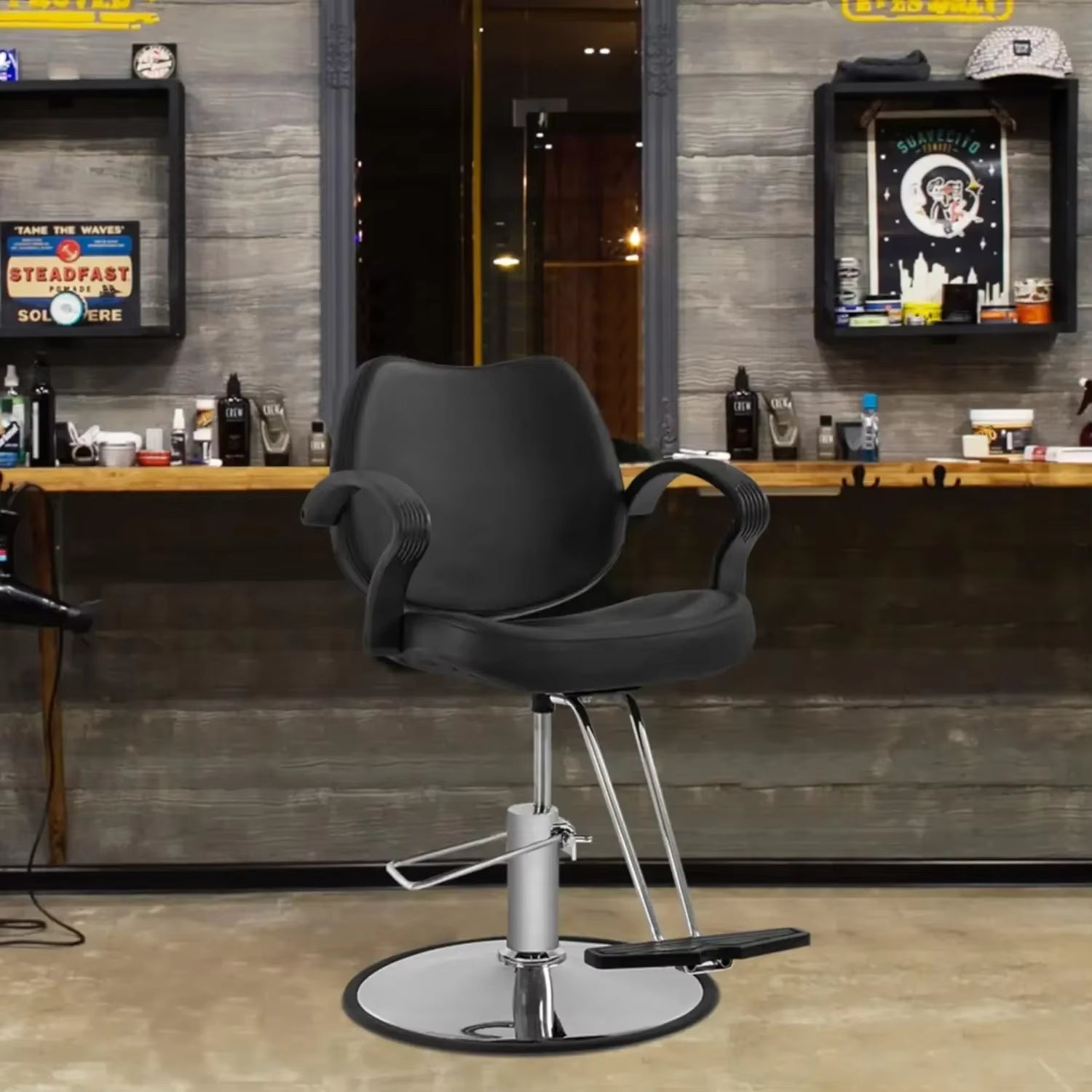 Premium 360° Swivel Barber Chair - Adjustable Styling & Shampoo Station for Hair Salons