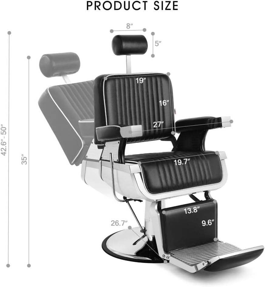 Barber Chair Barbershop Chairs Hydraulic Recline Barber Chairs Salon Chair for Hair Stylist Tattoo Chair Barber Salon Equipment(Black1)