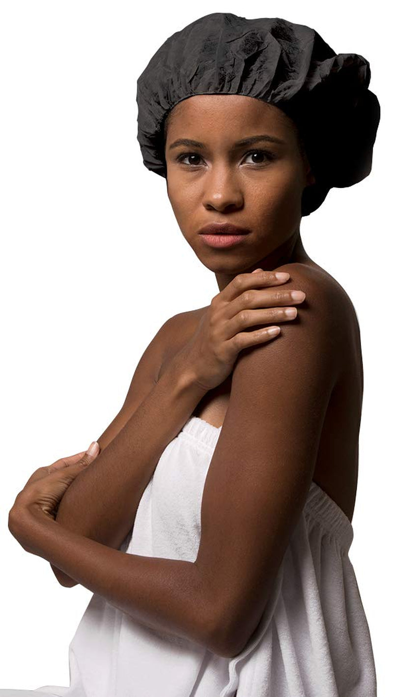 Disposable Sunless Spray Tan/Spa Treatment Bouffant Cap, Single Use Hair Cap, Keeps Hair Covered and Out of the Way, One Size Fits Most, Black, 100 per Pack
