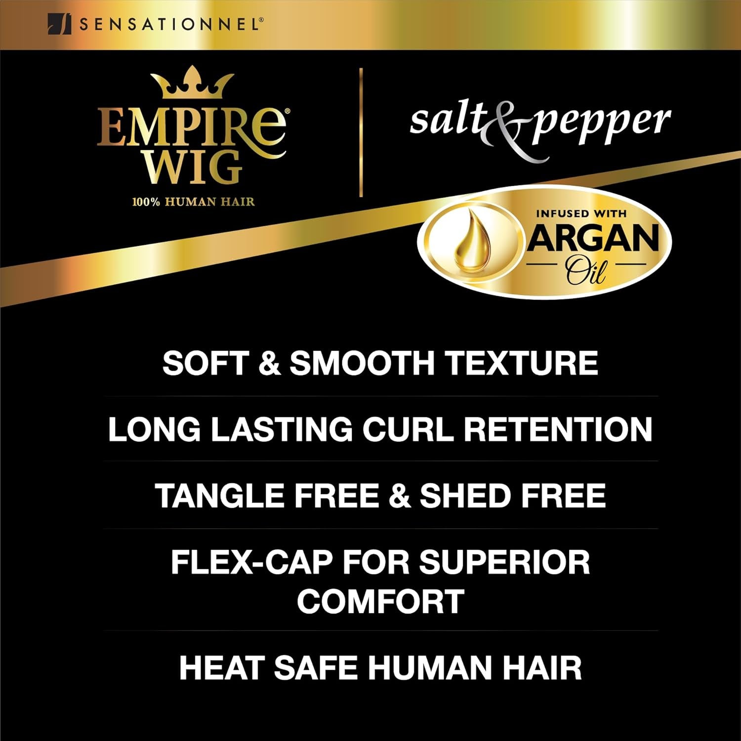 Empire Human Hair Wig - Salt and Pepper Kori Contouring Mesh Cap Heat Safe (1B OFFBLACK)