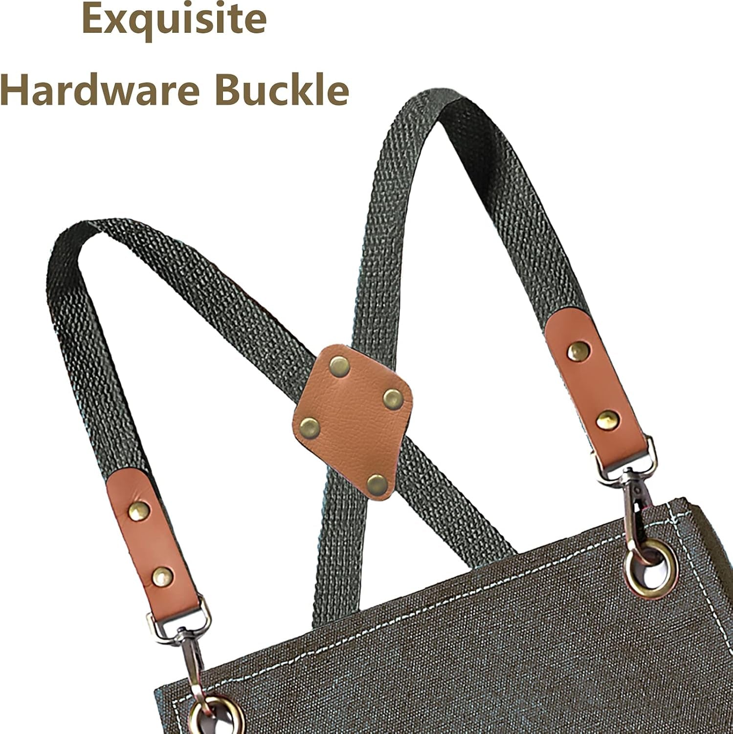 Chef Aprons for Men Women with Large Pockets, Cotton Canvas Cross Back Heavy Duty Adjustable Work Apron, Size M to XXL (Greygreen)