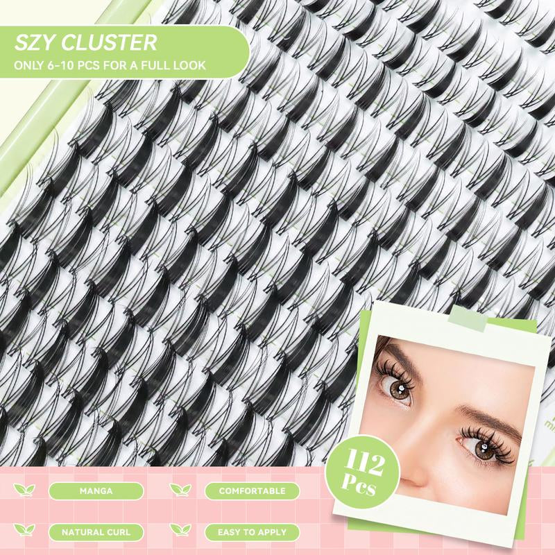 SZY Fairy Lash Clusters Kit Manga Lash Extension Kit D Curl 154Pcs Eyelash Extension Kit Wispy Natural Invisible Band Lash Kit with Waterproof DIY Lash Extension Kit at Home(Fairy-D-10-18Mix) Makeup Cosmetic Lashcluster Natural Lash Clusters