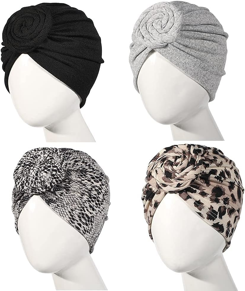 Stretch Turban Hats for Women - African Knot Headwraps Soft Pre Tied Bonnet Hair Wrap Pretied for Black Women