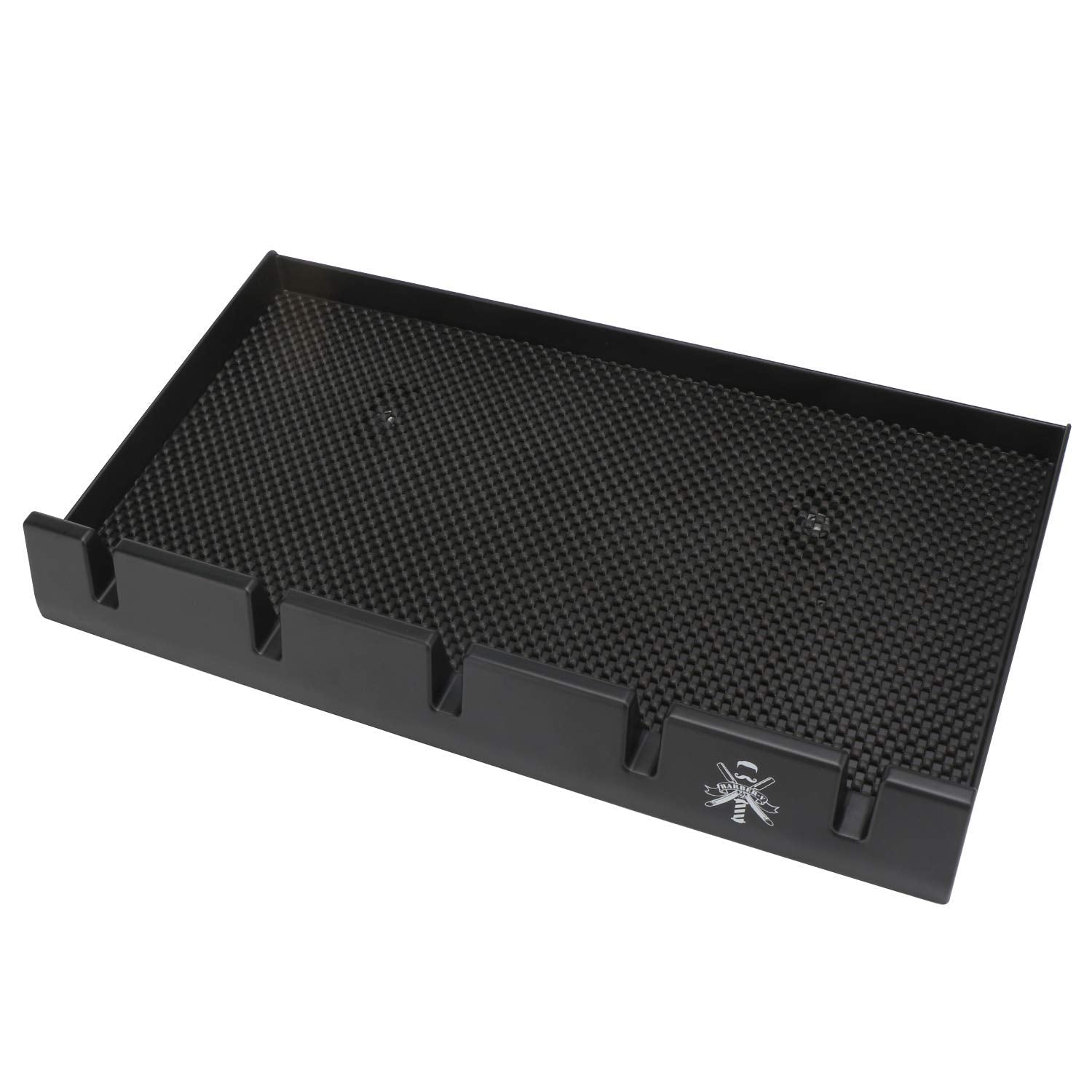 Barber Clipper Tray, Holder and Rack, Anti-Slip Black Salon Organizer, Razor Case, 5 Notches Professional Hair Trimmer Holder, Hairdresser Stylist Barbers Tools Box