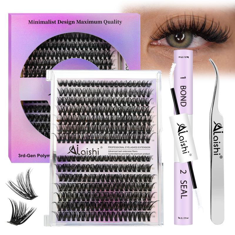 Ailaishi Lash Clusters Kit Natural Individual Lashes Wispy Eyelash Extensions 9-16Mm DIY Lash Extension Kit Lash Bond and Seal Waterproof, Lash Applicator, Thick False Eyelashes Kit