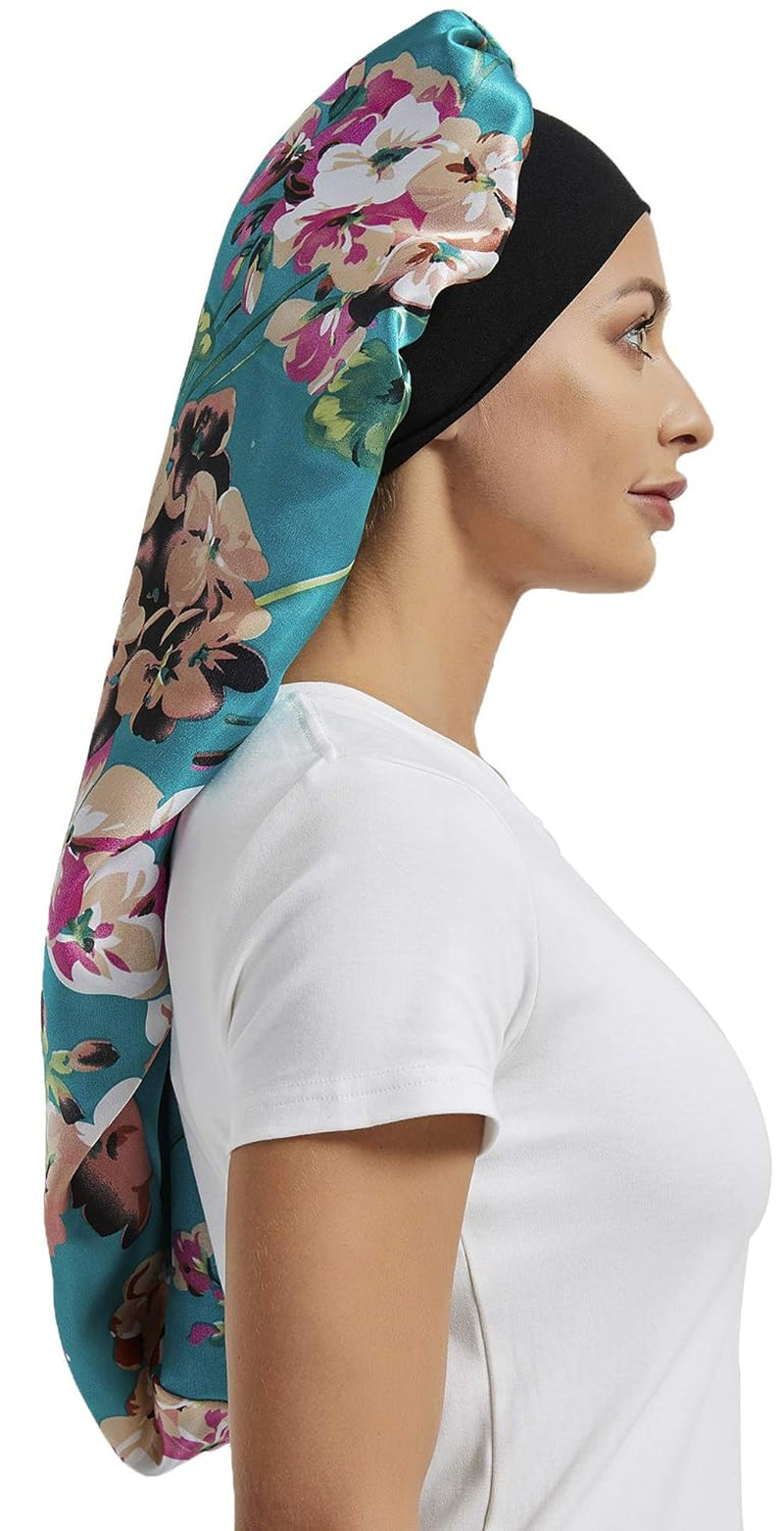 2 Pcs Silk Bonnet for Women Satin, Soft Elastic Band Silky Sleeping Cap Big Bonnets for Braids