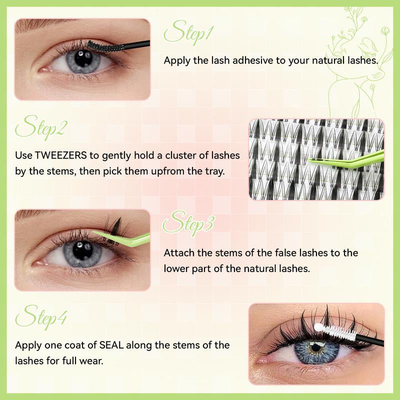 SZY Fairy Lash Clusters Kit Manga Lash Extension Kit D Curl 154Pcs Eyelash Extension Kit Wispy Natural Invisible Band Lash Kit with Waterproof DIY Lash Extension Kit at Home(Fairy-D-10-18Mix) Makeup Cosmetic Lashcluster Natural Lash Clusters