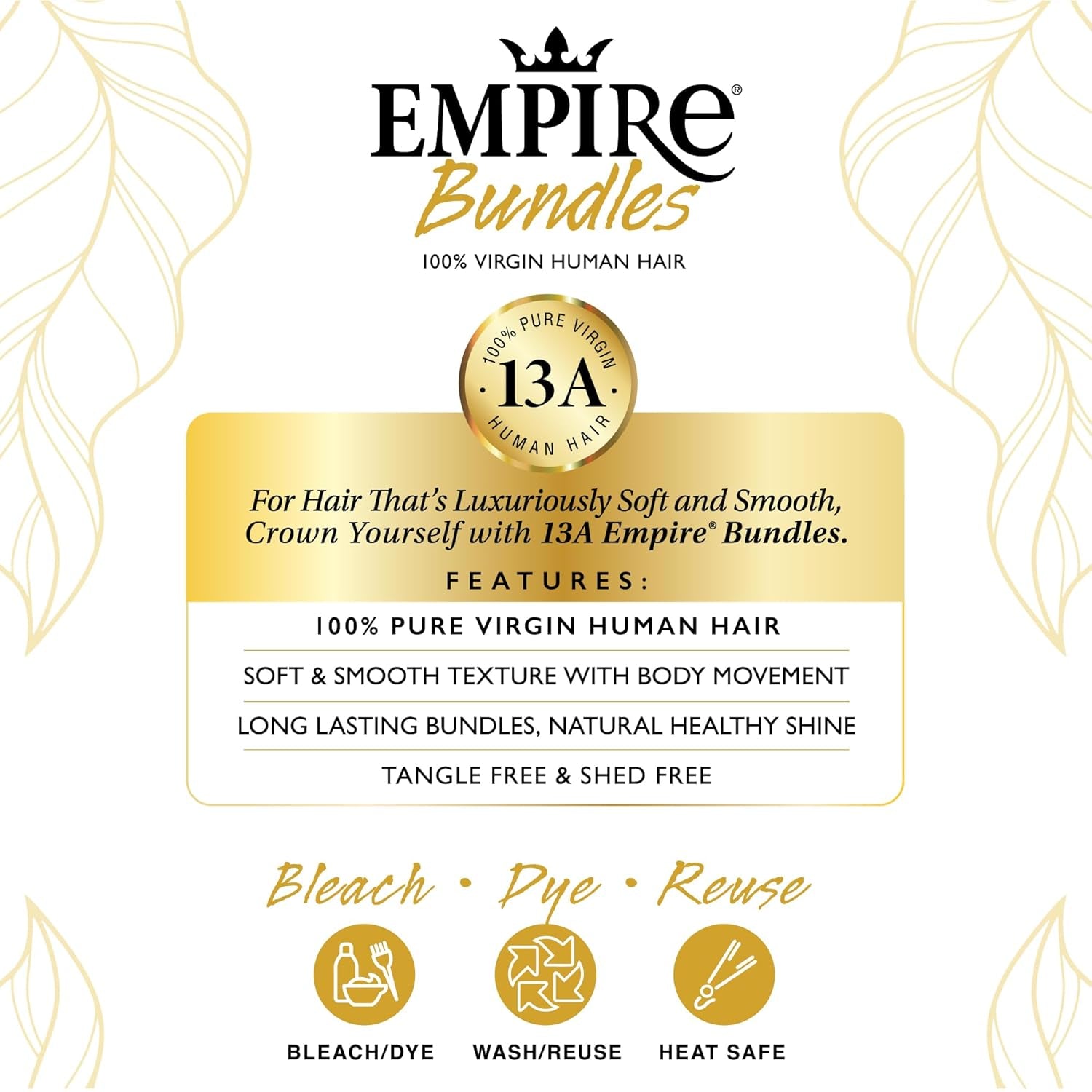 Empire Bundles Multi - Straight 10A Tangle Shed Free Human Hair for Weaving and Sew in Styles (18 20 22 Inch, NATURAL)