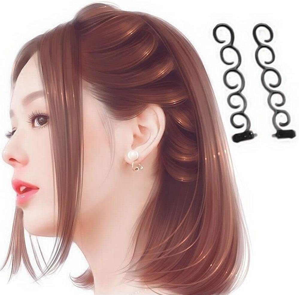 1 Pair Black DIY Styling Ponytail Maker French Braid Tool - Braiding Hair Styling Clip for Women and Girls