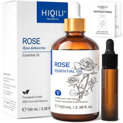 Rose Essential Oil, 100Ml Pure Rose Oil for Bath, Diffuser, Skin, Hair, Humidifier, Perfume