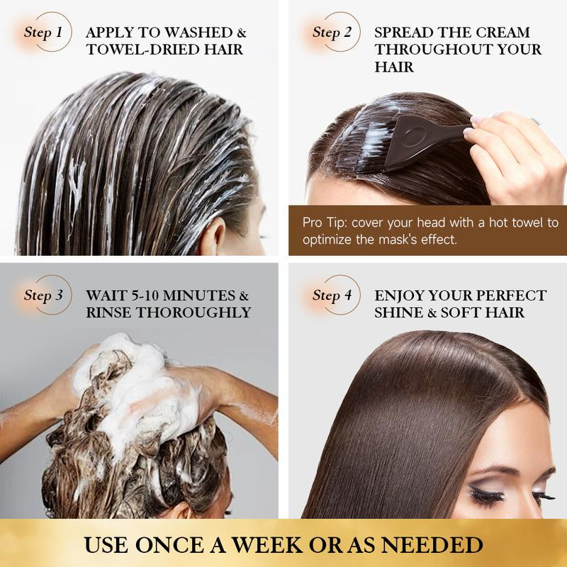 Aomimegel Simple Clean Hair Mask with Collagen and Argan Oil - Deep Repair Conditioner for All Hair Types, 300Ml