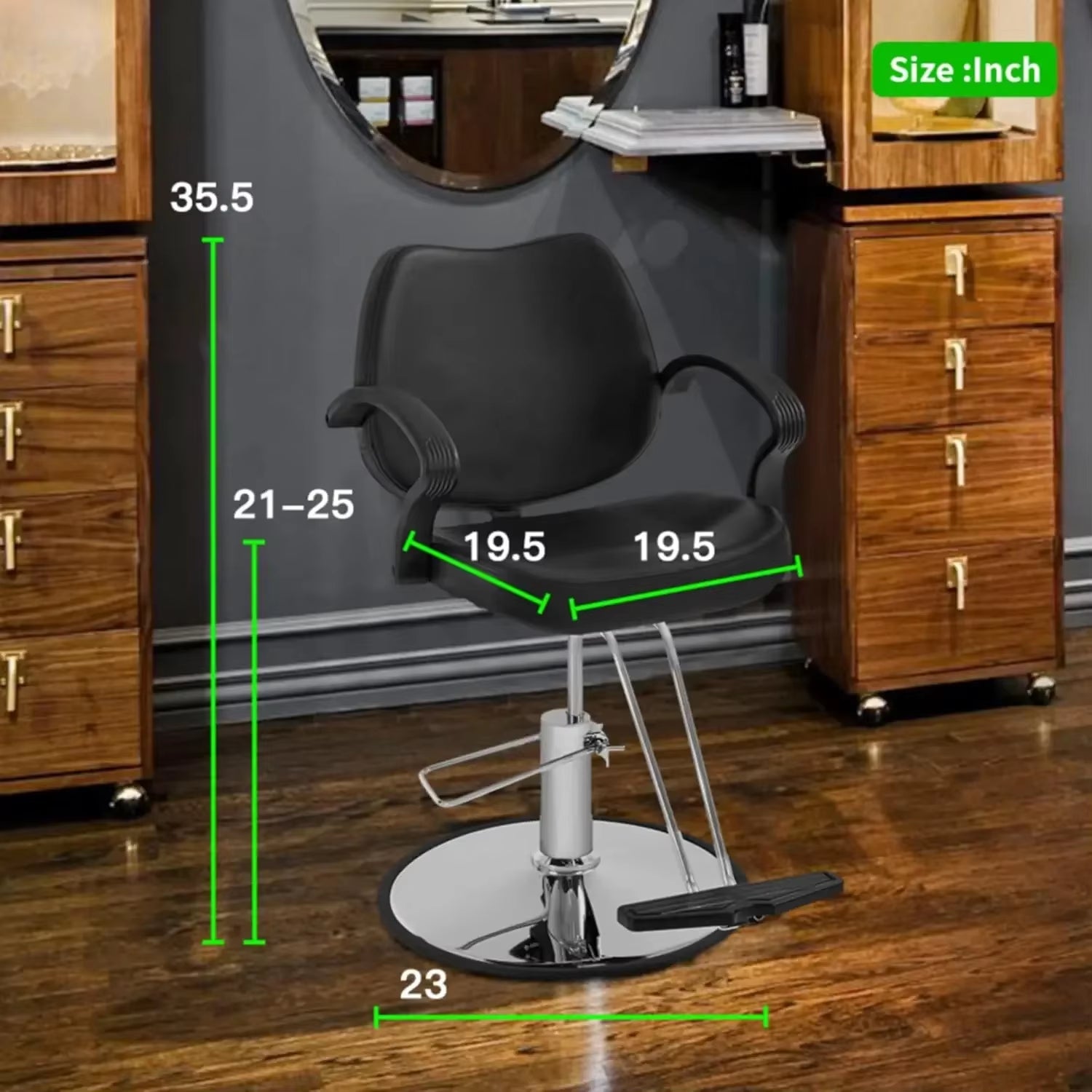 Premium 360° Swivel Barber Chair - Adjustable Styling & Shampoo Station for Hair Salons