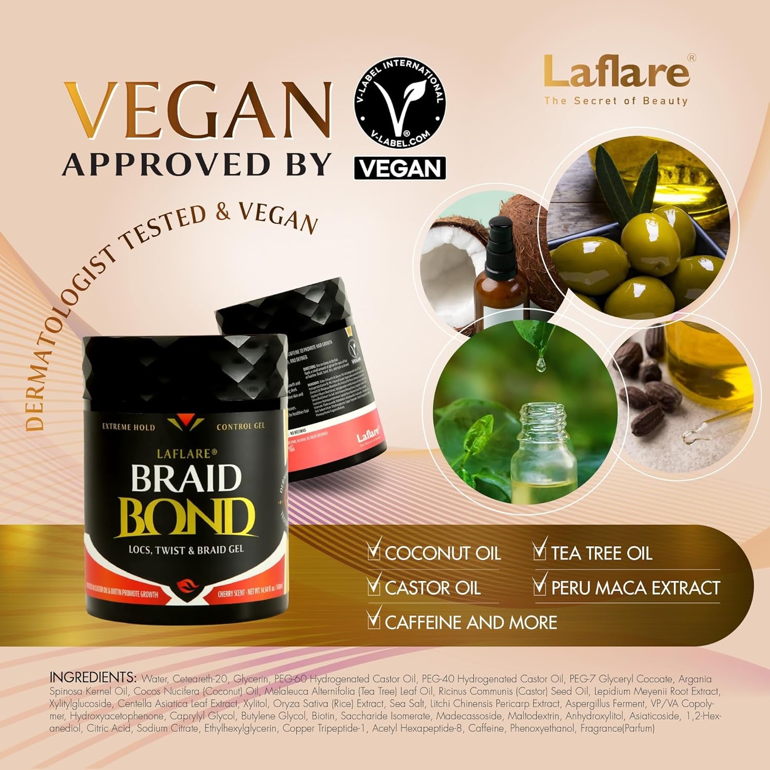 1LB Braid Gel Bulk Extreme Hold for Natural & Kids Hair, Vegan Professional Conditioning ,Nourishing, Shine Gel for Braiding Locs, Afro Twist Hair. (Cherry)