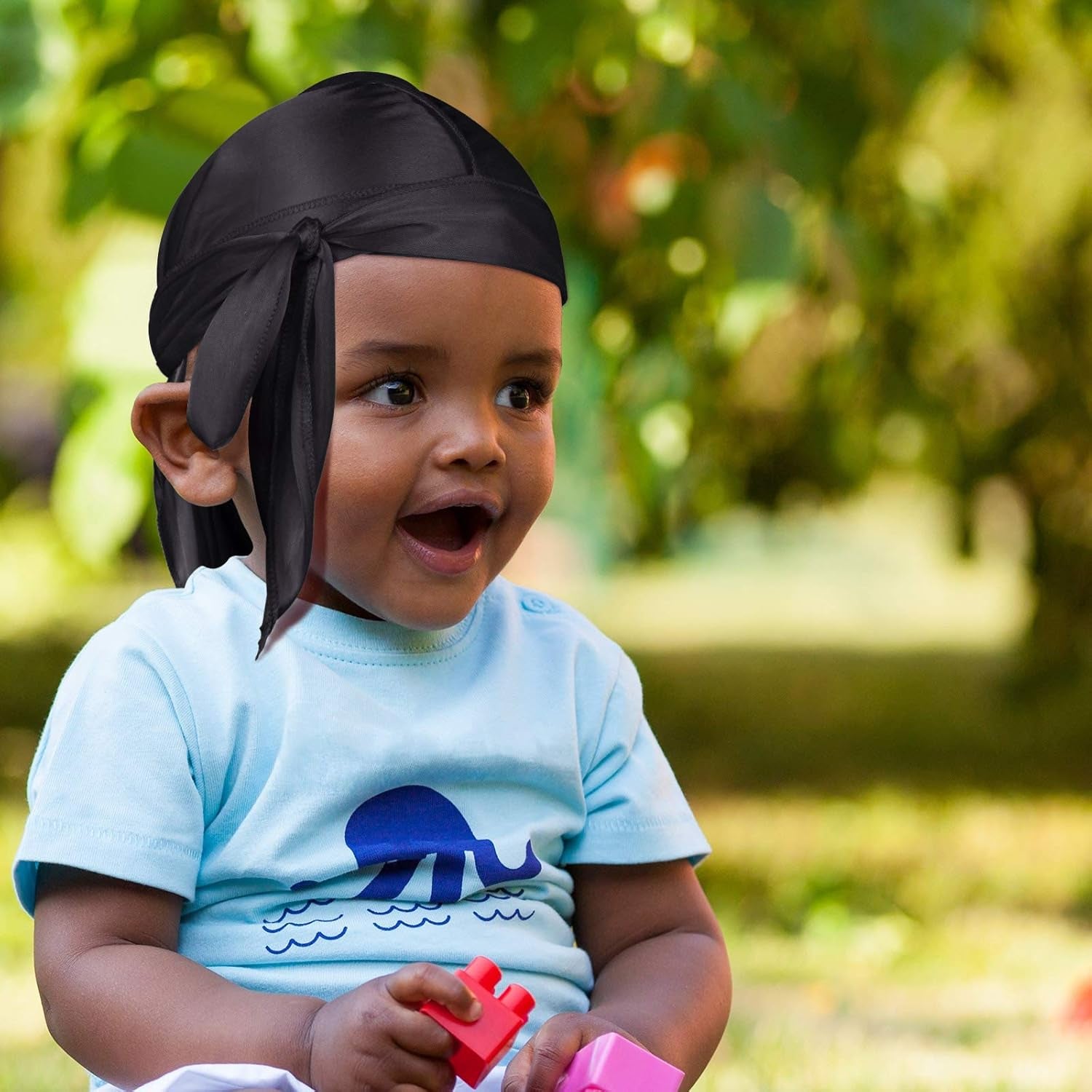 6 Pieces Kids Satin Durags with Wave Caps Set Unisex 360 Wave Headwraps with Long Tail and Wide Straps