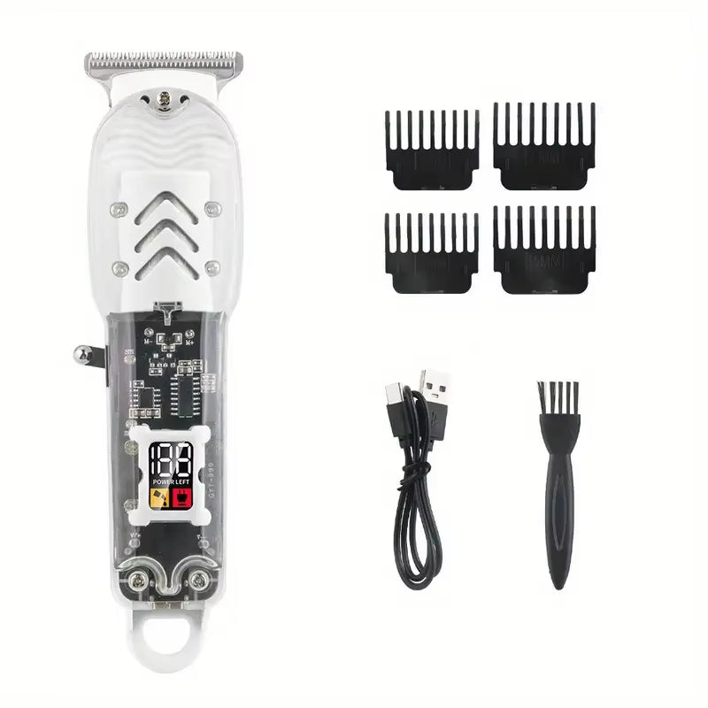 Ultimate Rechargeable Hair Clippers for Men - Cordless Transparent Electric Trimmers for Precision Haircuts