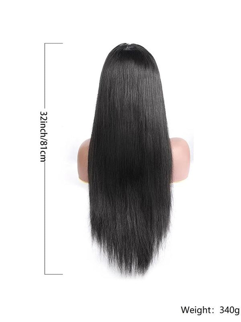 32 Inch Burgundy Long Straight Wigs for Women, Gorgeous Fluffy Wigs without Bangs, Synthetic Lace Front Wigs for Party, Daily Use, Birthday Outfits 2024 Glueless Wigs