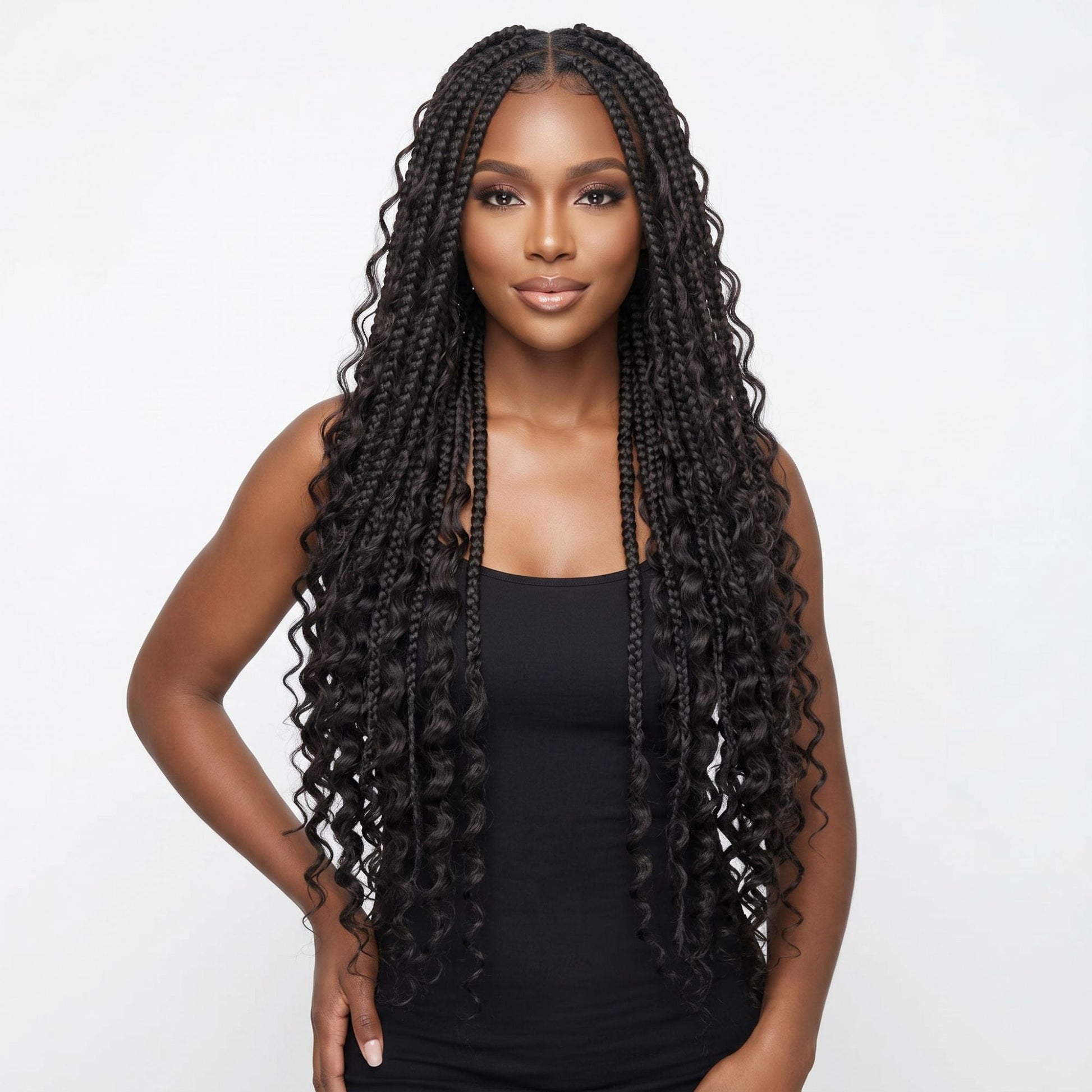 Deep Wave Boho Braids with Human Hair Blend