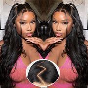 34 Inch Wear And Go Glueless Wigs Human Hair Pre Plucked Pre Cut 9x6 Body Wave Glueless Pre Plucked Bleached Knots Lace Front Wig For Women Transparent Lace Closure Wigs 200% Density