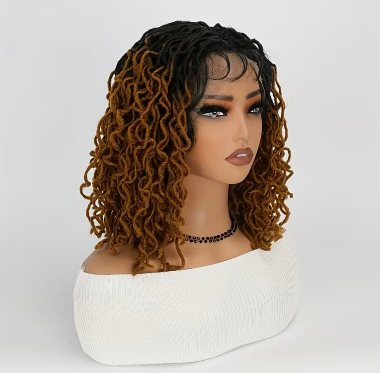 12 Inch Full Lace Dreadlock Wig - Afro Curly Synthetic Locs