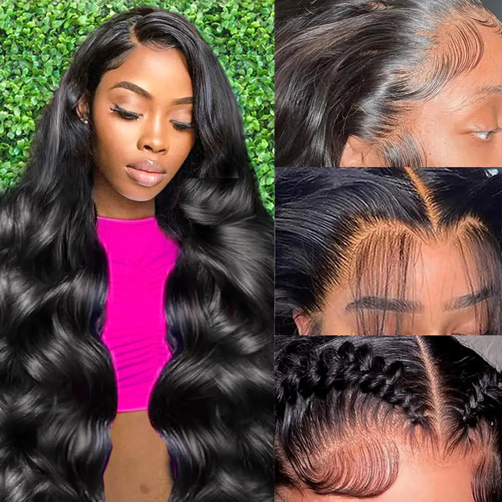 250% Density 13X6 Body Wave Lace Front Wigs Human Hair Glueless Wigs Human Hair HD Lace Front Wigs Human Hair pre Plucked with Baby Hair Natural Color 22 Inch
