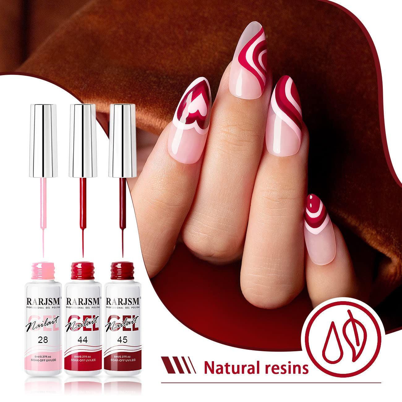 Nail Art Gel Liner 24 Color Line Art Painted Gel Nail Polish Set Pink Blue Green Silver Gold Glitter for Nails Painting Drawing Soak off U V L E D Curing Requires Bulid in Thin Nail Art Brush