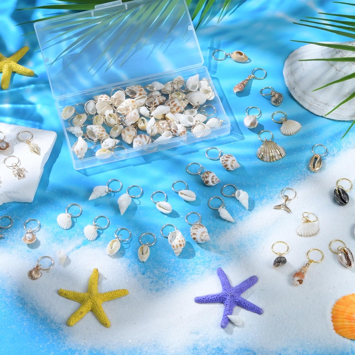 16 Pcs Seashell Conch Dreadlock Rings Charms Braids Hair Jewelry Set DIY Locs Hair Accessories Beach Shell Pendant Hair Charms for Women Men Hair Braids Ponytail Hair Decor, 8 Styles