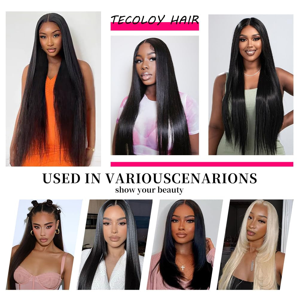 Straight Wigs Human Hair 13X4 Straight Lace Front Human Hair Wig Pre Plucked HD Transparent 30 Inch Lace Frontal Straight Human Hair Wigs for Women with Baby Hair 180 Density Natural Black