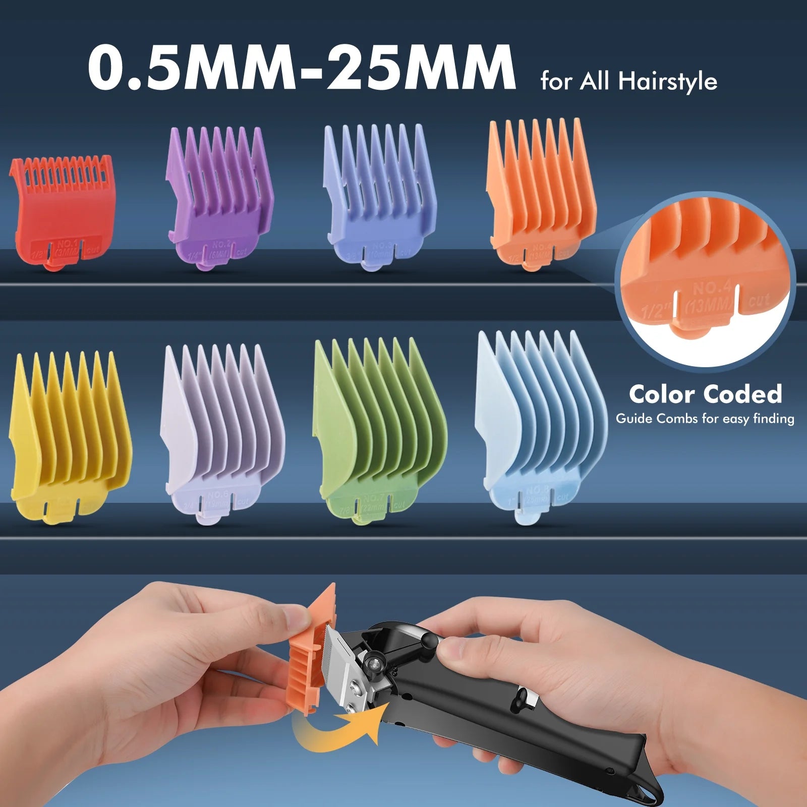 Hair Clippers for Men, Professional Cordless Barber Clippers Trimmer with 10 Combs, Haircut Gift for Him