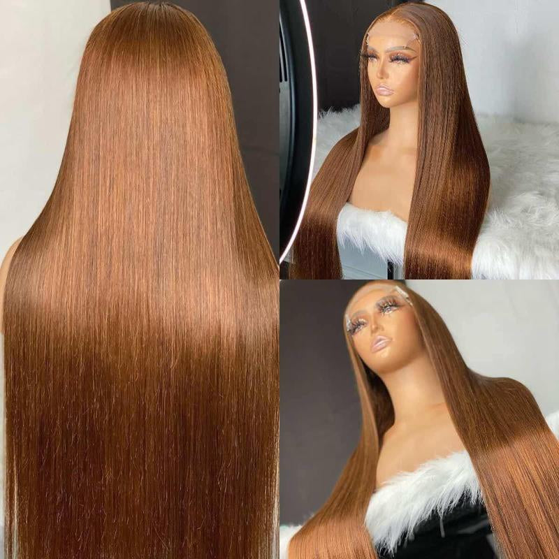 13X4 Lace Front Human Hair 26Inch Straight #4 Wig 180% Density