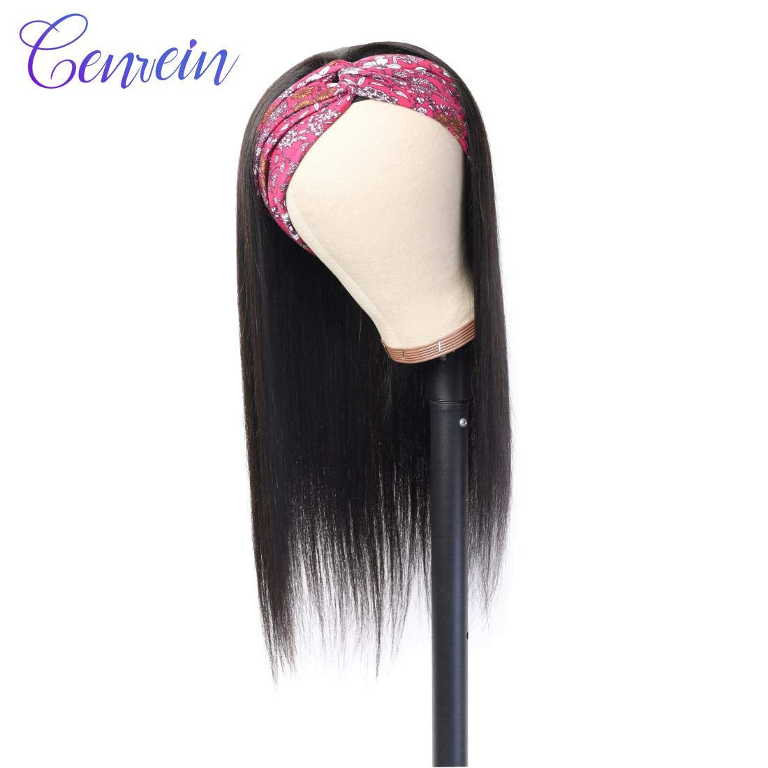 Brazilian Straight Human Hair Headband Wigs for Black Women Glueless None Lace Front Virgin Straight Human Hair Wigs 150% Density Natural Color 16 Inch