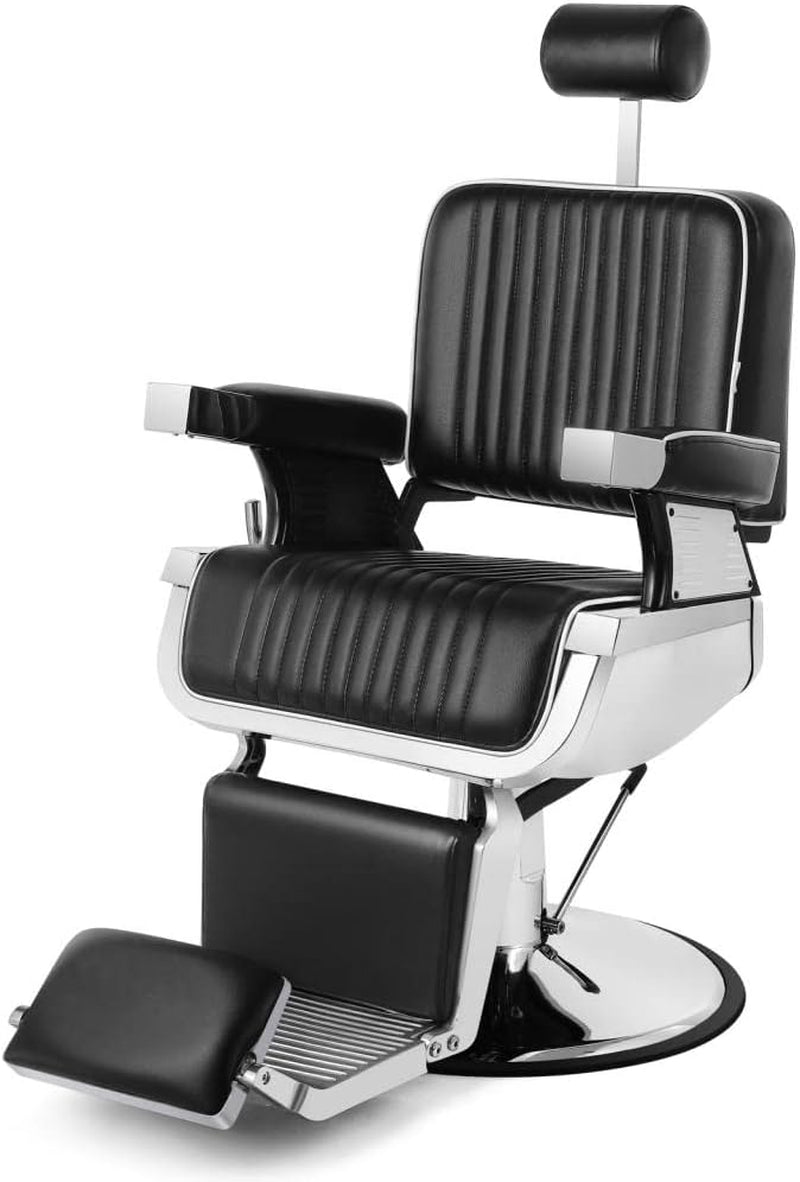 Barber Chair Barbershop Chairs Hydraulic Recline Barber Chairs Salon Chair for Hair Stylist Tattoo Chair Barber Salon Equipment(Black1)